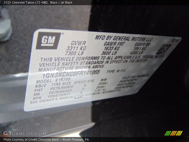 Black / Jet Black 2015 Chevrolet Tahoe LTZ 4WD