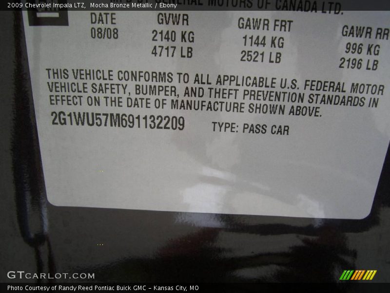 Mocha Bronze Metallic / Ebony 2009 Chevrolet Impala LTZ
