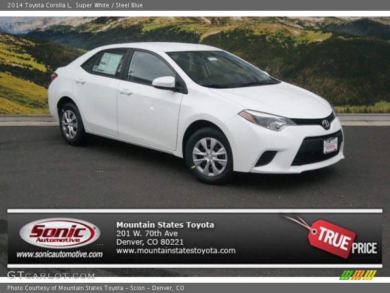 Super White / Steel Blue 2014 Toyota Corolla L