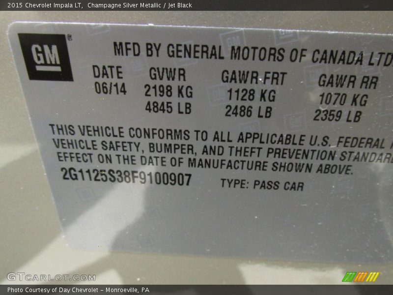Champagne Silver Metallic / Jet Black 2015 Chevrolet Impala LT