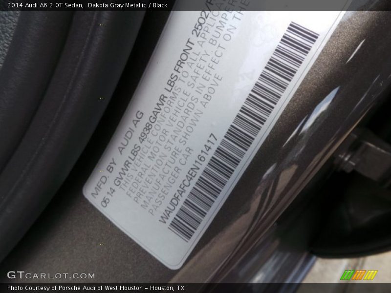Dakota Gray Metallic / Black 2014 Audi A6 2.0T Sedan