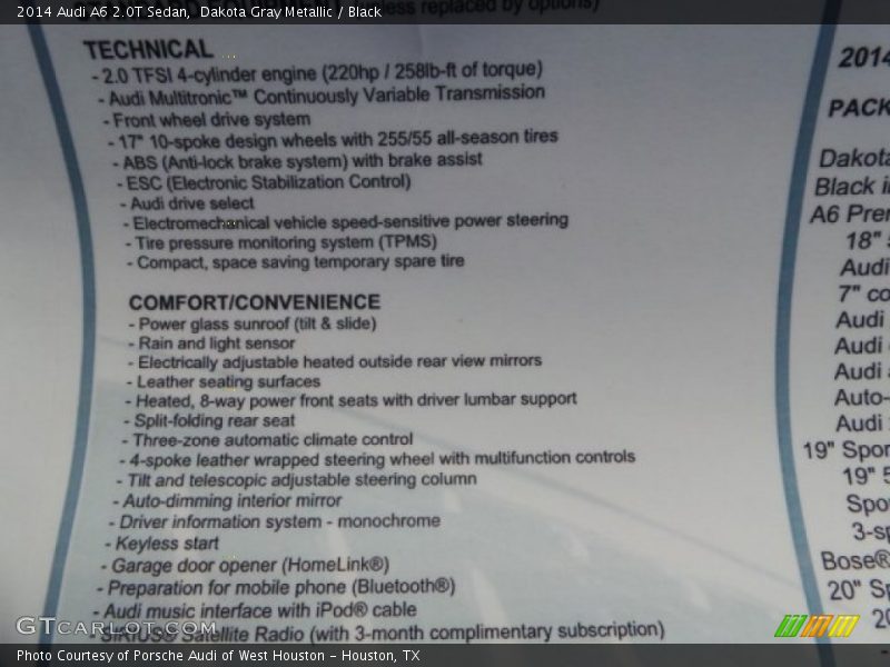 Dakota Gray Metallic / Black 2014 Audi A6 2.0T Sedan