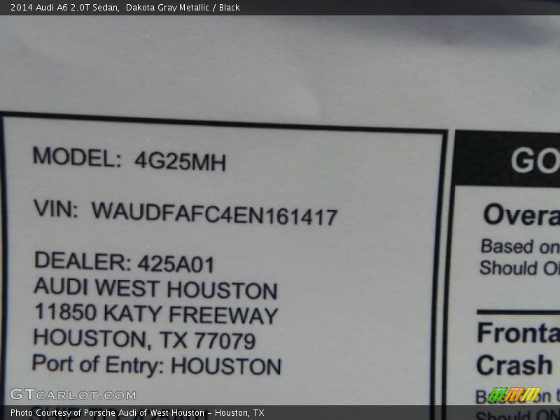 Dakota Gray Metallic / Black 2014 Audi A6 2.0T Sedan