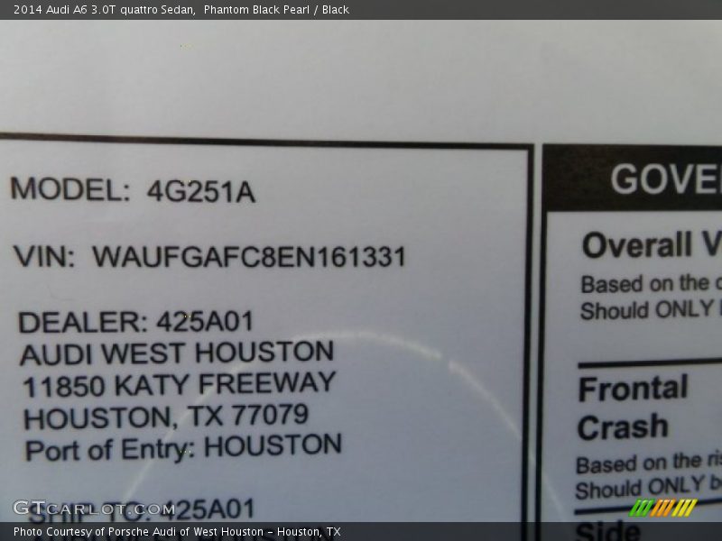 Phantom Black Pearl / Black 2014 Audi A6 3.0T quattro Sedan