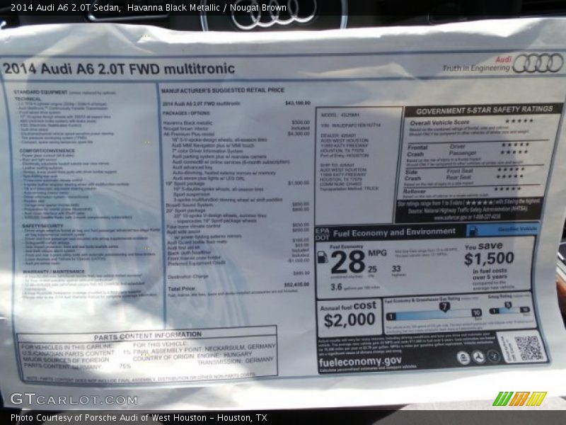 Havanna Black Metallic / Nougat Brown 2014 Audi A6 2.0T Sedan