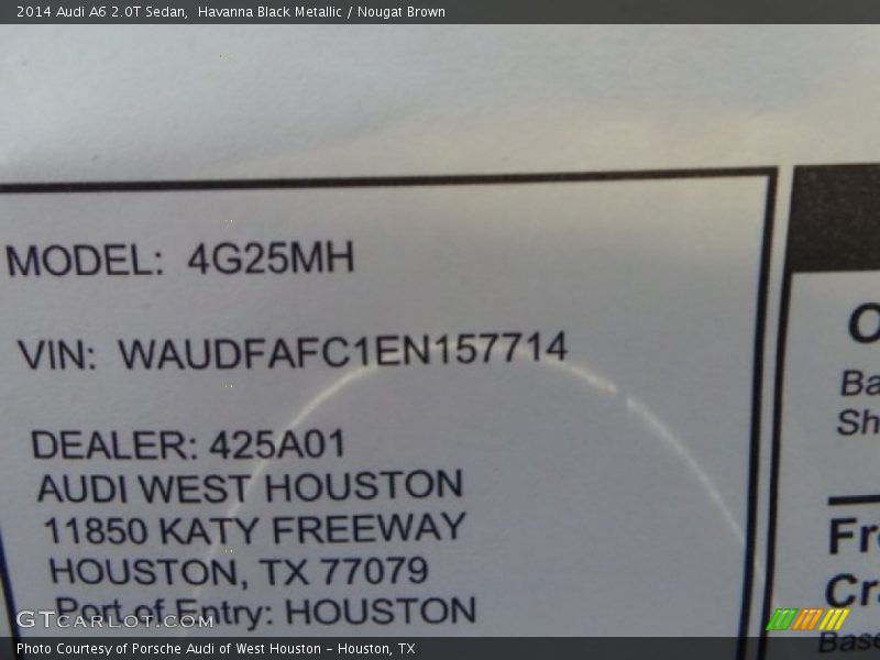 Havanna Black Metallic / Nougat Brown 2014 Audi A6 2.0T Sedan