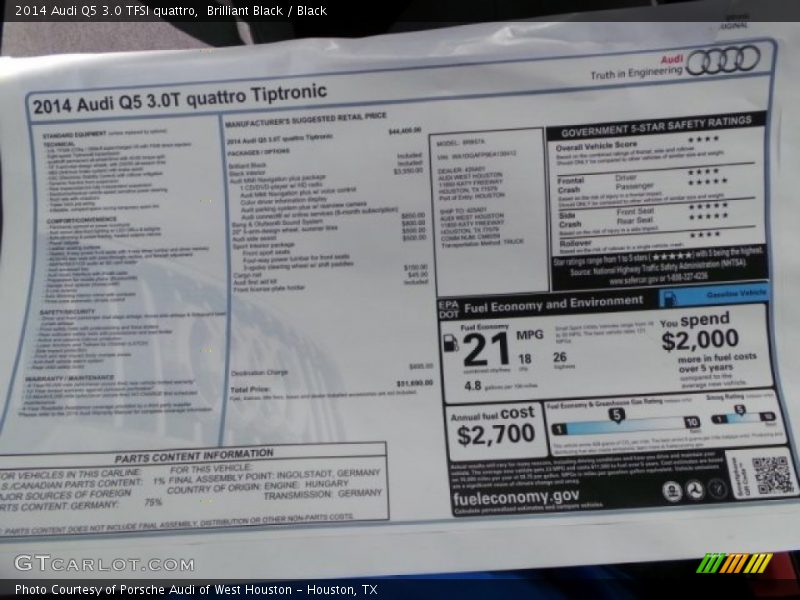 Brilliant Black / Black 2014 Audi Q5 3.0 TFSI quattro