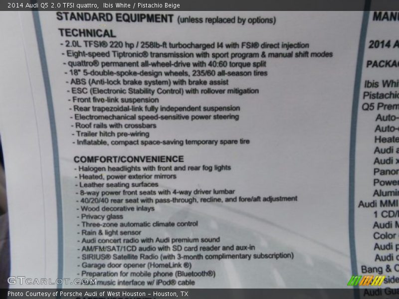 Ibis White / Pistachio Beige 2014 Audi Q5 2.0 TFSI quattro