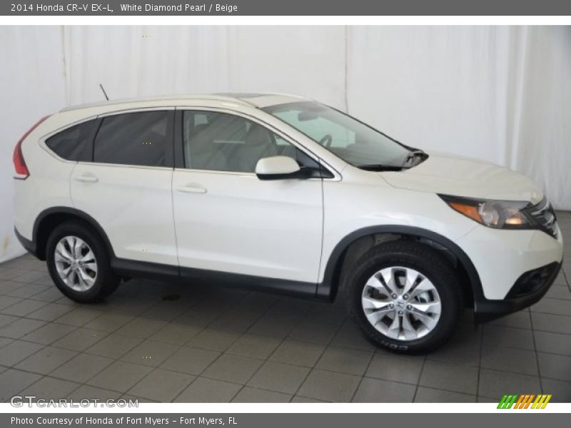 White Diamond Pearl / Beige 2014 Honda CR-V EX-L