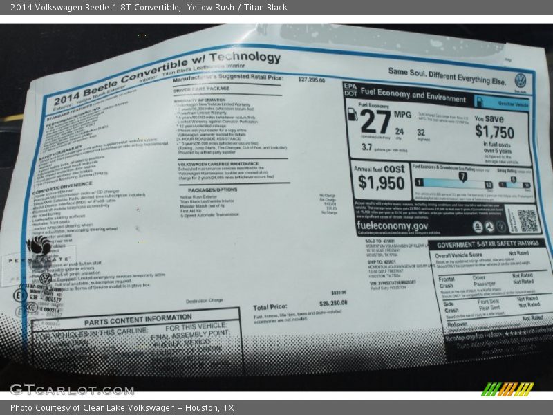 Yellow Rush / Titan Black 2014 Volkswagen Beetle 1.8T Convertible