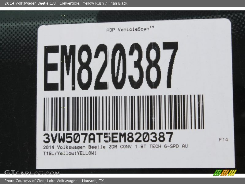 Yellow Rush / Titan Black 2014 Volkswagen Beetle 1.8T Convertible