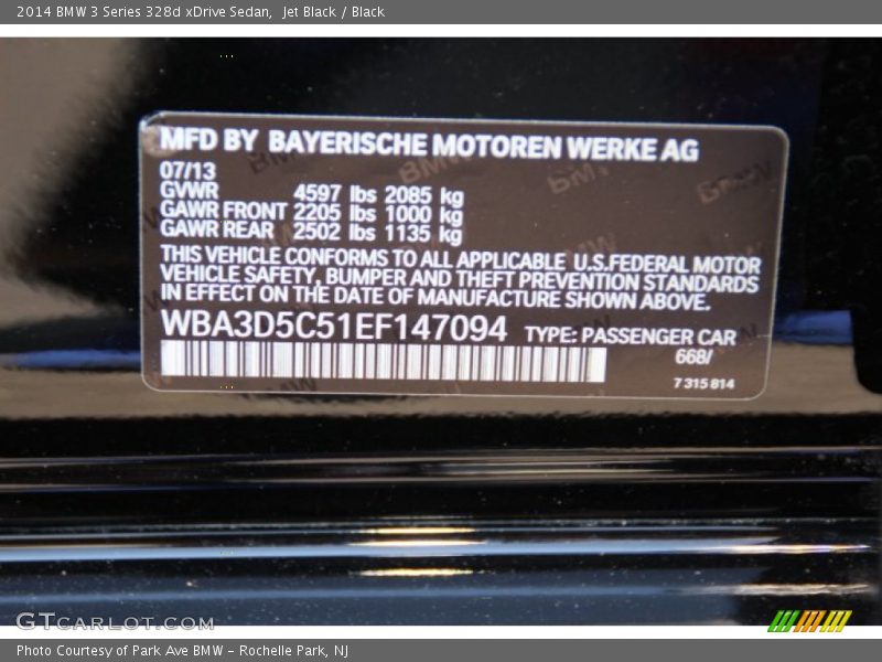 Jet Black / Black 2014 BMW 3 Series 328d xDrive Sedan