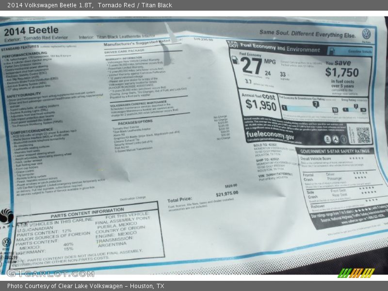 Tornado Red / Titan Black 2014 Volkswagen Beetle 1.8T