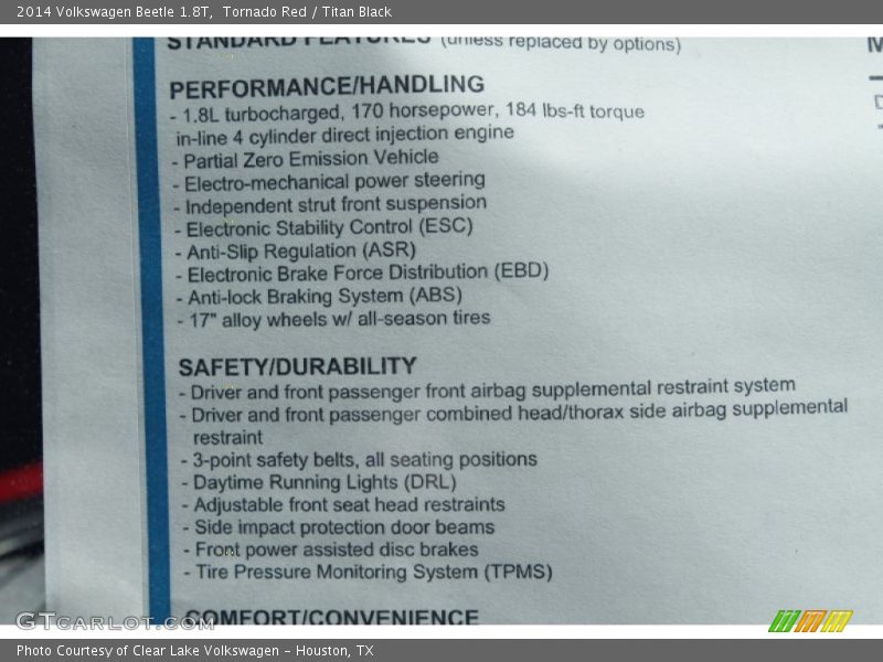 Tornado Red / Titan Black 2014 Volkswagen Beetle 1.8T