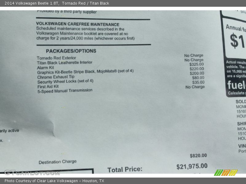 Tornado Red / Titan Black 2014 Volkswagen Beetle 1.8T