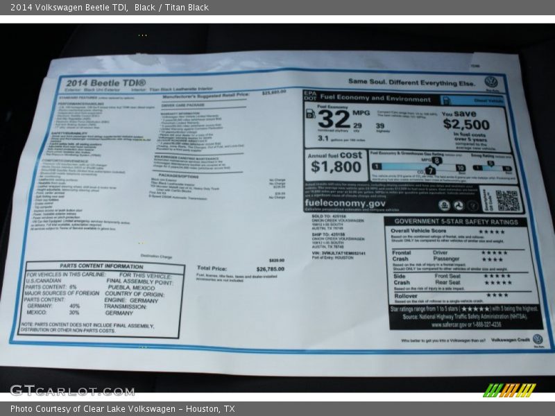 Black / Titan Black 2014 Volkswagen Beetle TDI