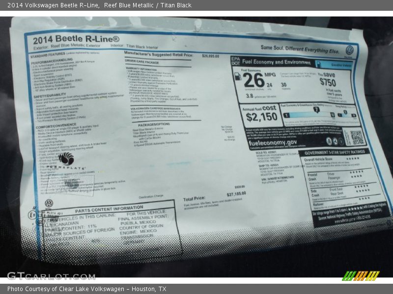 Reef Blue Metallic / Titan Black 2014 Volkswagen Beetle R-Line