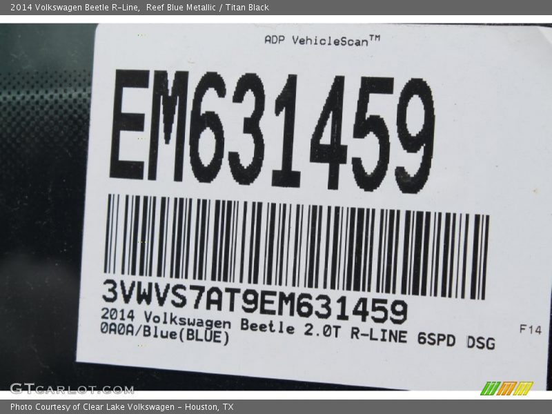 Reef Blue Metallic / Titan Black 2014 Volkswagen Beetle R-Line
