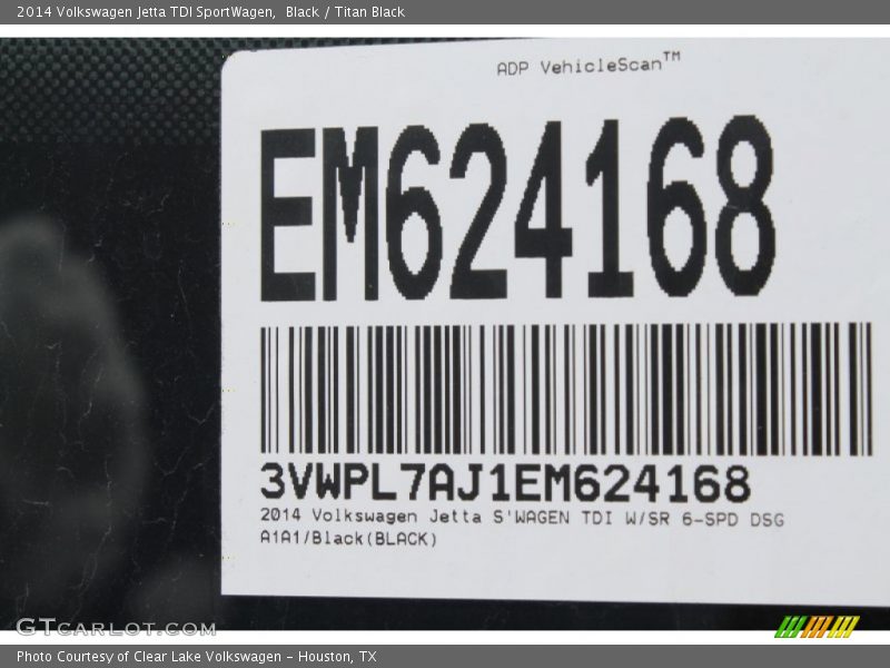 Black / Titan Black 2014 Volkswagen Jetta TDI SportWagen