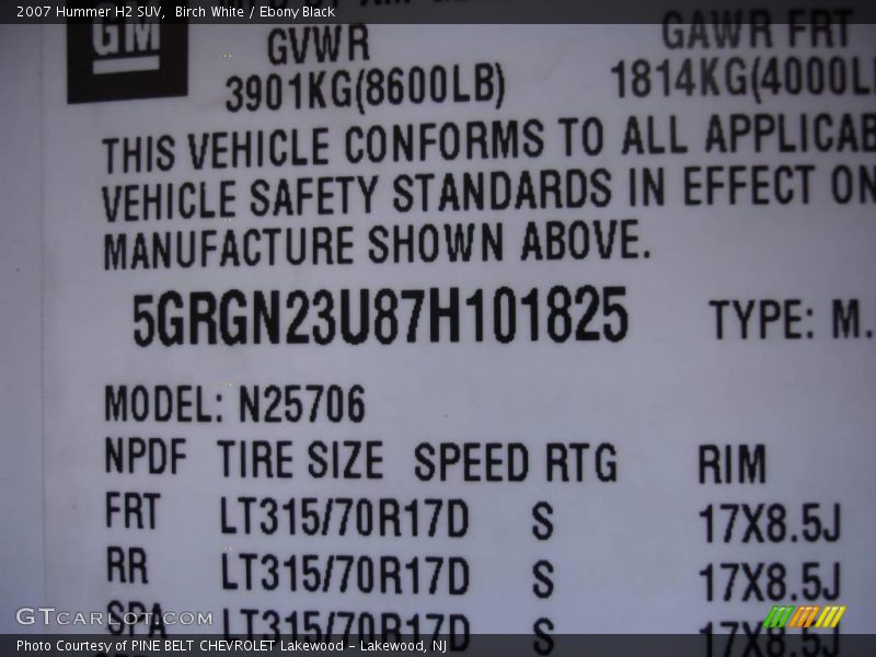 Birch White / Ebony Black 2007 Hummer H2 SUV