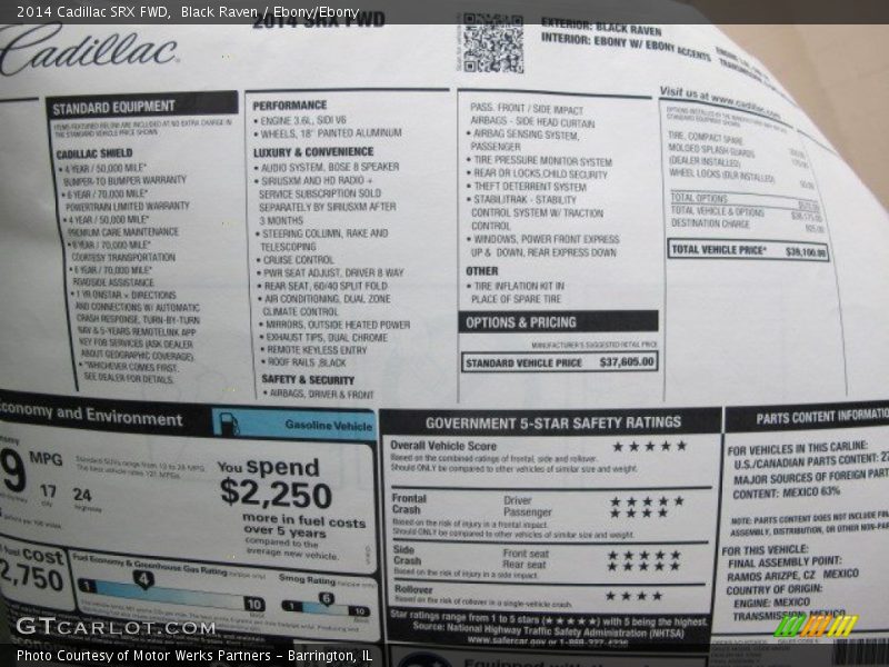 Black Raven / Ebony/Ebony 2014 Cadillac SRX FWD