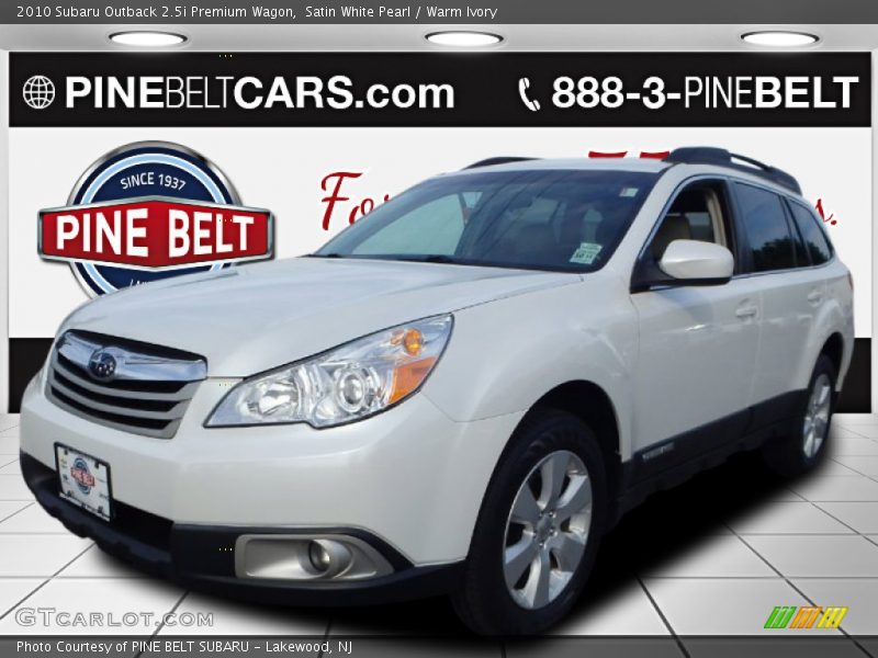 Satin White Pearl / Warm Ivory 2010 Subaru Outback 2.5i Premium Wagon