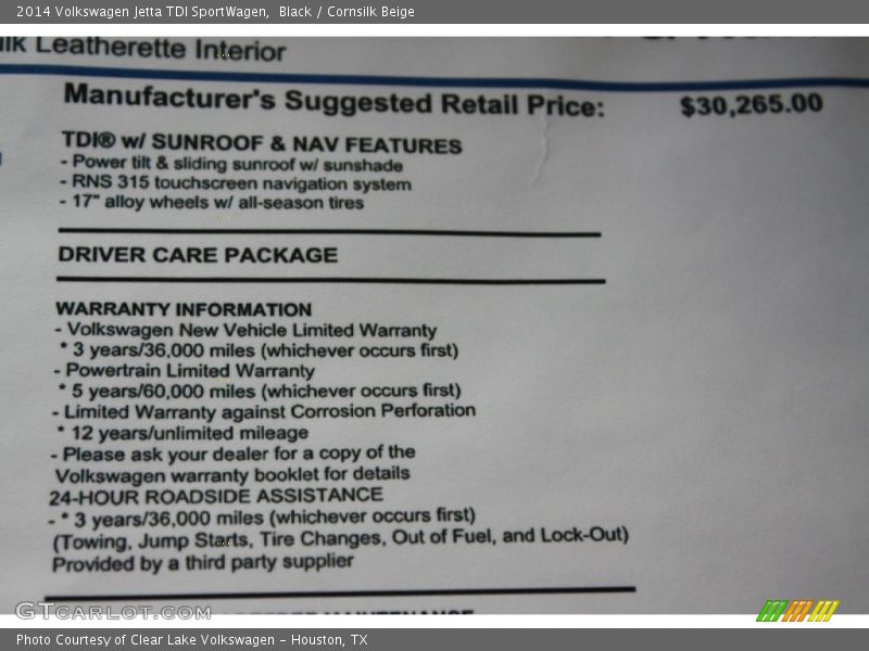 Black / Cornsilk Beige 2014 Volkswagen Jetta TDI SportWagen