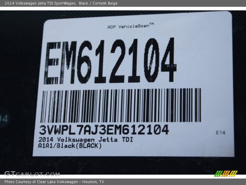 Black / Cornsilk Beige 2014 Volkswagen Jetta TDI SportWagen