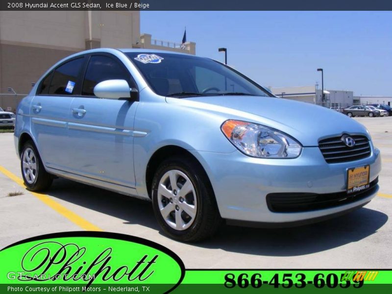 Ice Blue / Beige 2008 Hyundai Accent GLS Sedan