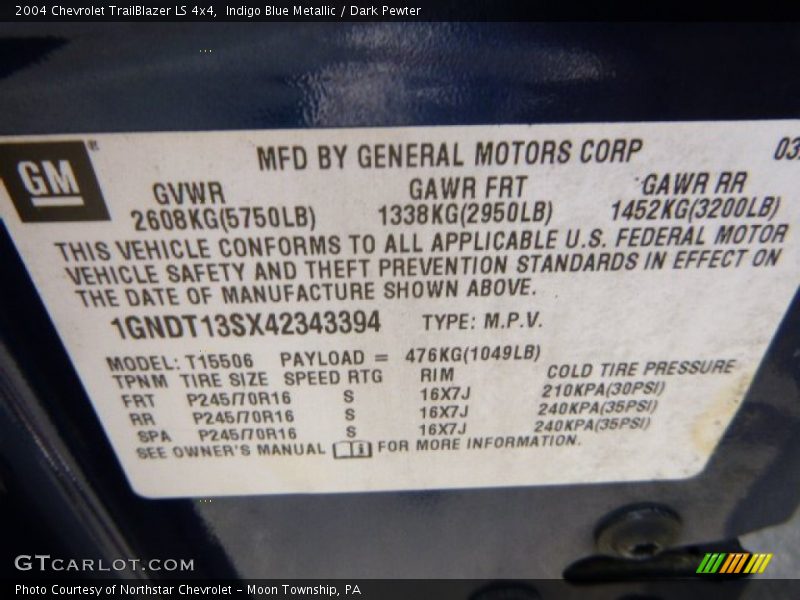 Indigo Blue Metallic / Dark Pewter 2004 Chevrolet TrailBlazer LS 4x4