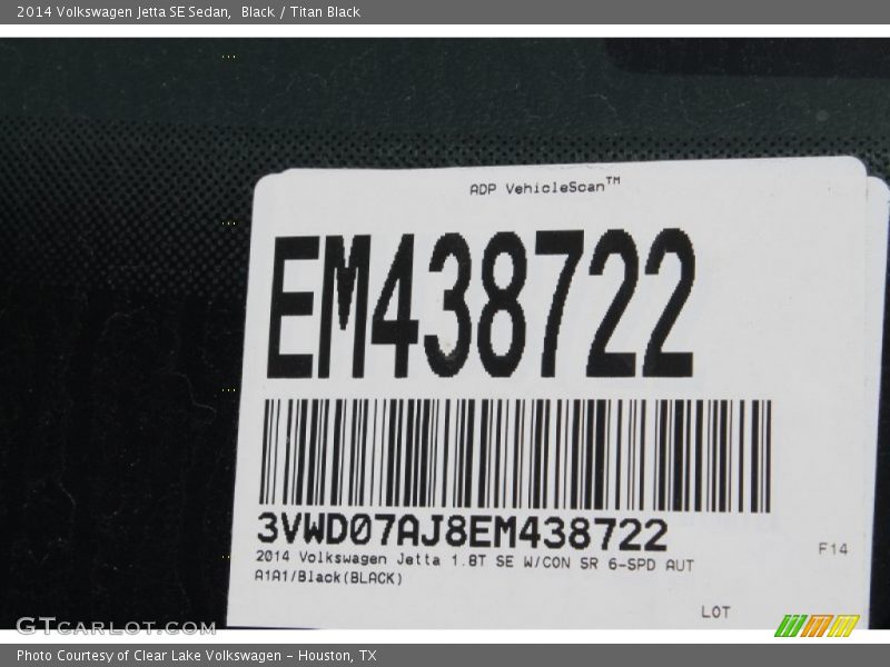 Black / Titan Black 2014 Volkswagen Jetta SE Sedan