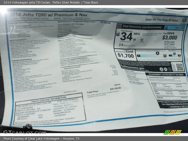 Reflex Silver Metallic / Titan Black 2014 Volkswagen Jetta TDI Sedan