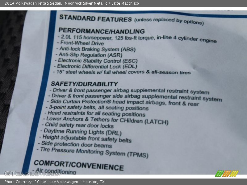  2014 Jetta S Sedan Window Sticker