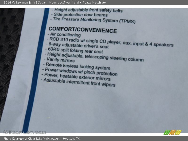  2014 Jetta S Sedan Window Sticker