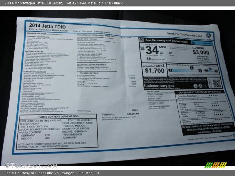 Reflex Silver Metallic / Titan Black 2014 Volkswagen Jetta TDI Sedan