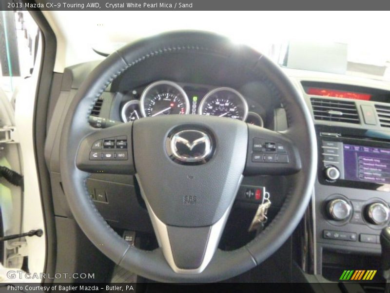 Crystal White Pearl Mica / Sand 2013 Mazda CX-9 Touring AWD