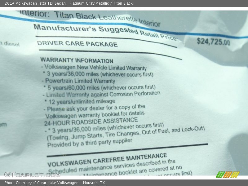 Platinum Gray Metallic / Titan Black 2014 Volkswagen Jetta TDI Sedan