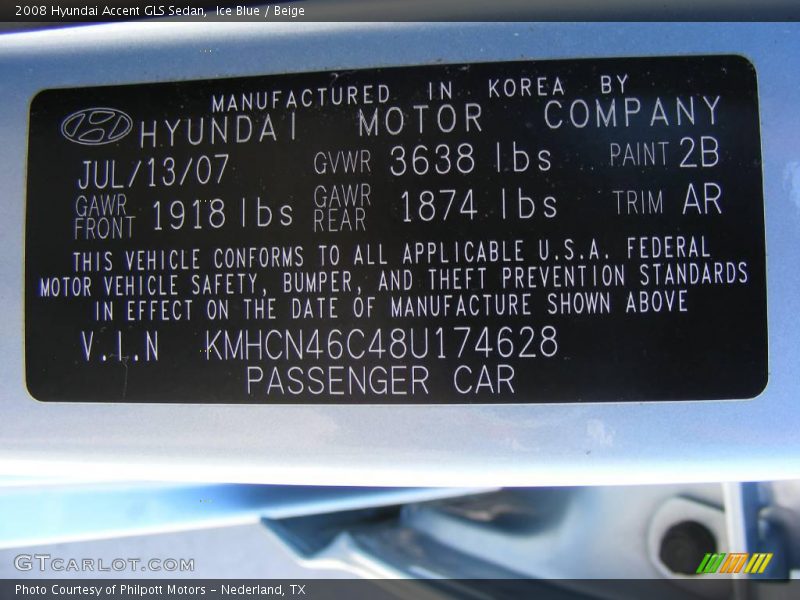 Ice Blue / Beige 2008 Hyundai Accent GLS Sedan
