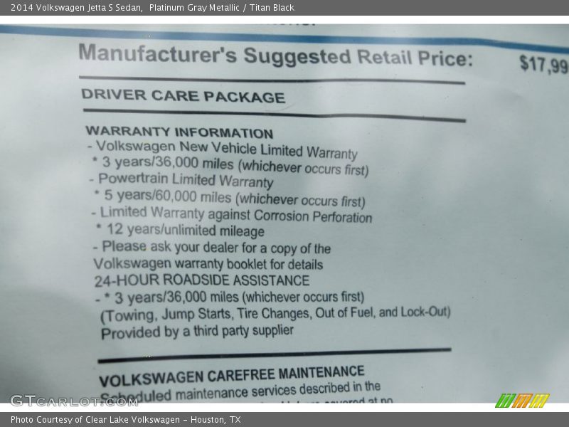 Platinum Gray Metallic / Titan Black 2014 Volkswagen Jetta S Sedan