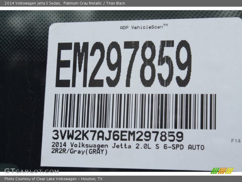 Platinum Gray Metallic / Titan Black 2014 Volkswagen Jetta S Sedan