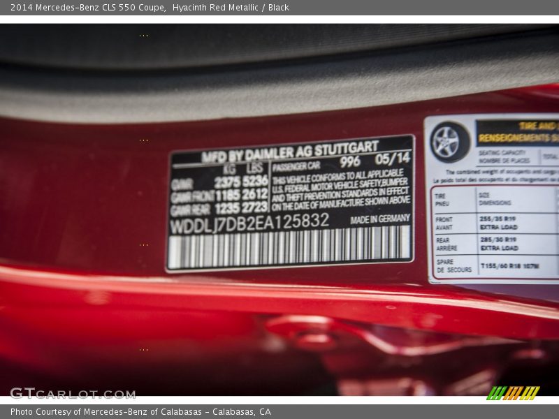 Hyacinth Red Metallic / Black 2014 Mercedes-Benz CLS 550 Coupe