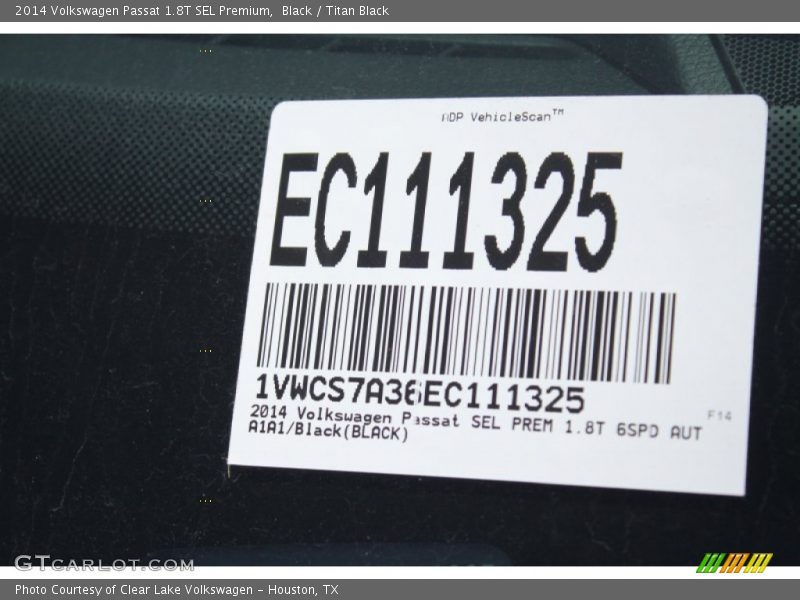 Black / Titan Black 2014 Volkswagen Passat 1.8T SEL Premium