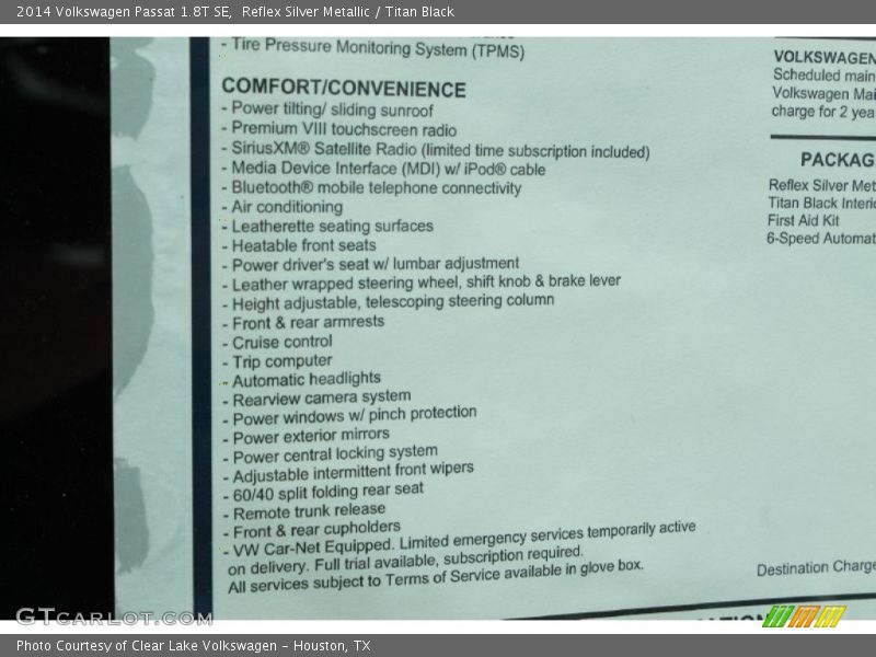 Reflex Silver Metallic / Titan Black 2014 Volkswagen Passat 1.8T SE