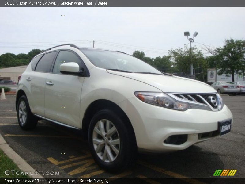 Glacier White Pearl / Beige 2011 Nissan Murano SV AWD