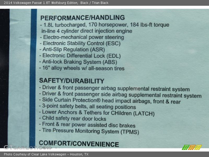 Black / Titan Black 2014 Volkswagen Passat 1.8T Wolfsburg Edition