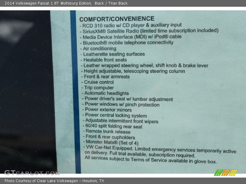 Black / Titan Black 2014 Volkswagen Passat 1.8T Wolfsburg Edition