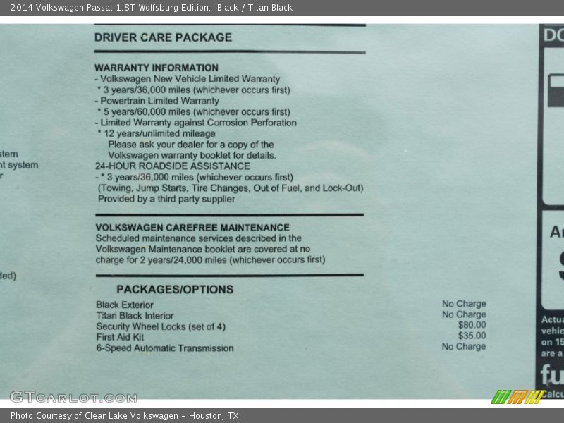 Black / Titan Black 2014 Volkswagen Passat 1.8T Wolfsburg Edition