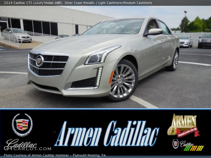 Silver Coast Metallic / Light Cashmere/Medium Cashmere 2014 Cadillac CTS Luxury Sedan AWD