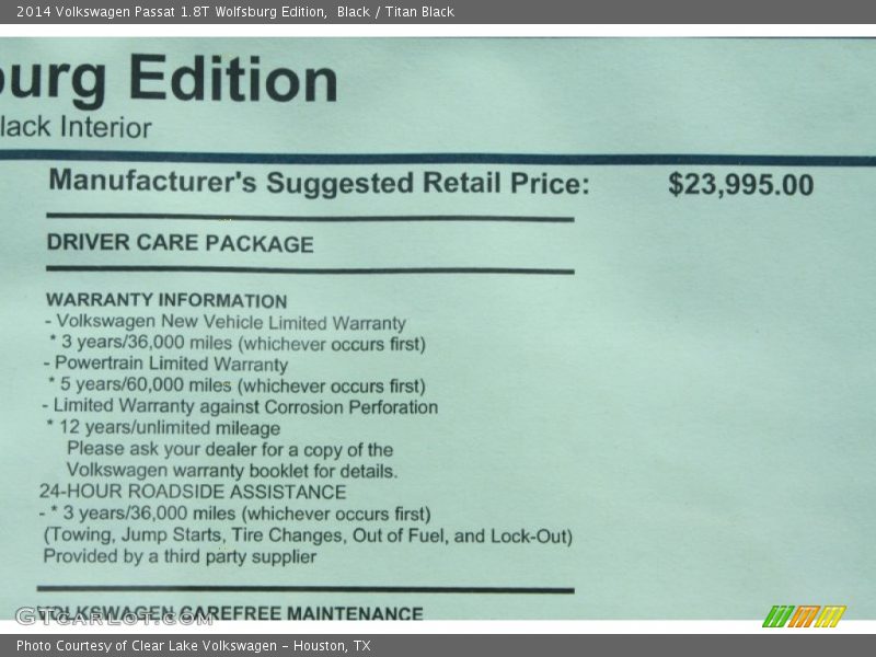 Black / Titan Black 2014 Volkswagen Passat 1.8T Wolfsburg Edition