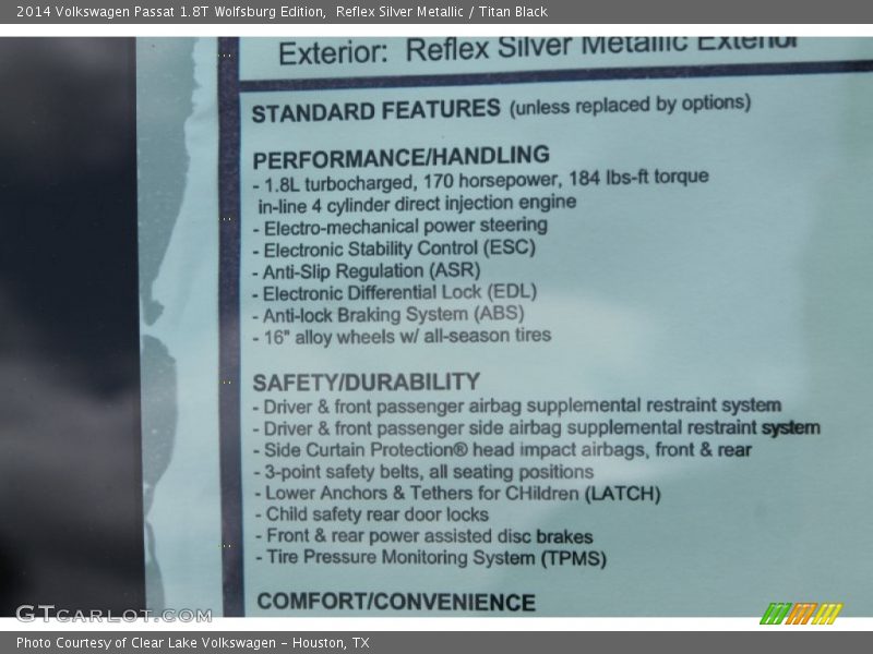 Reflex Silver Metallic / Titan Black 2014 Volkswagen Passat 1.8T Wolfsburg Edition
